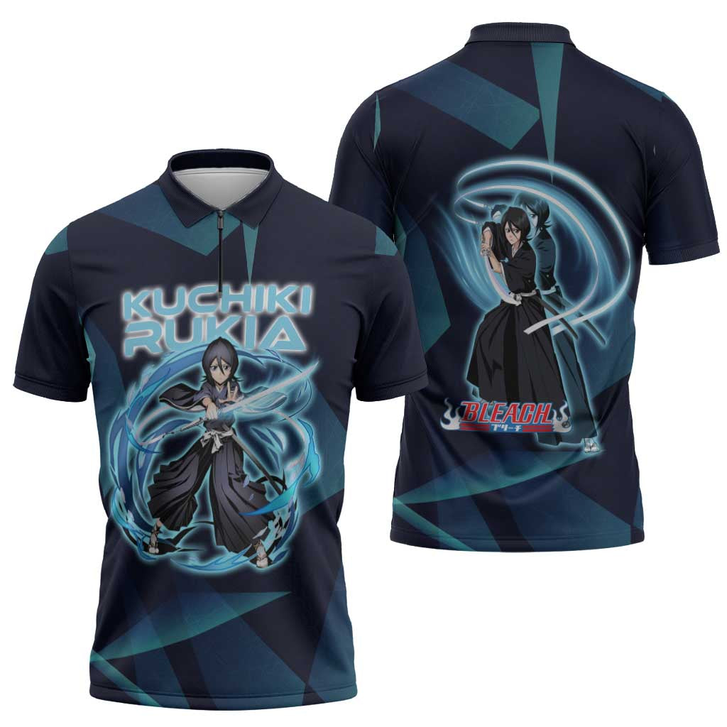 Kuchiki Rukia Bleach Zipper Polo Shirt Frost Aura Anime Energy Style