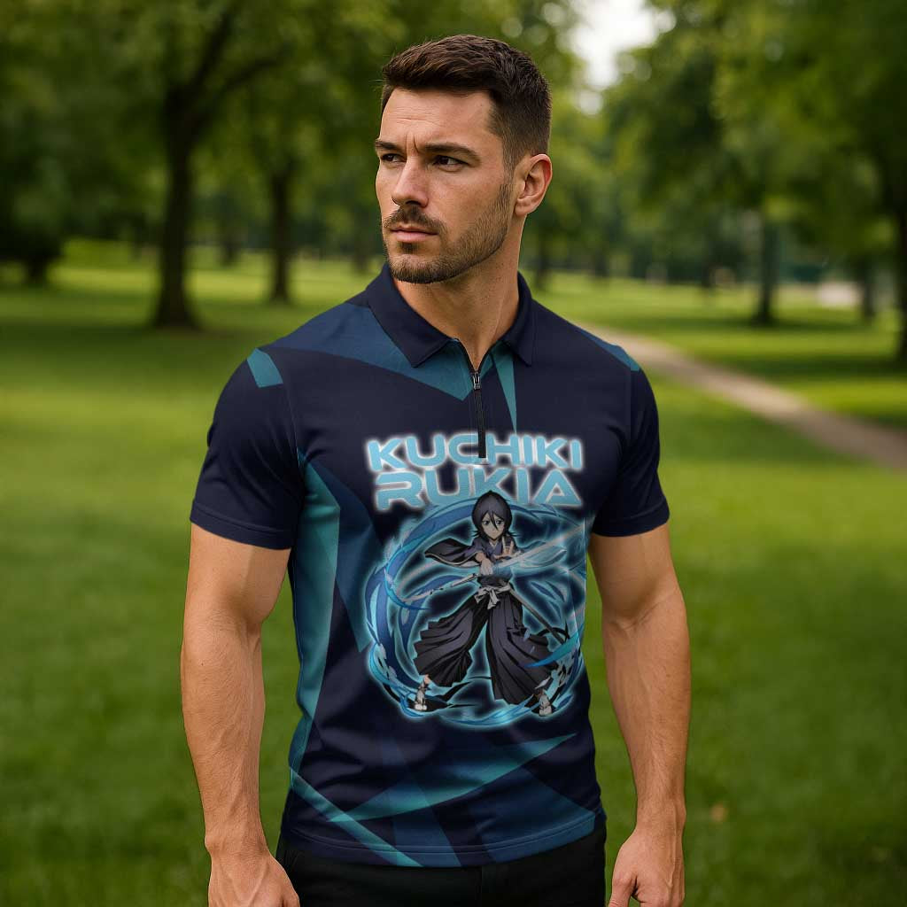 Kuchiki Rukia Bleach Zipper Polo Shirt Frost Aura Anime Energy Style