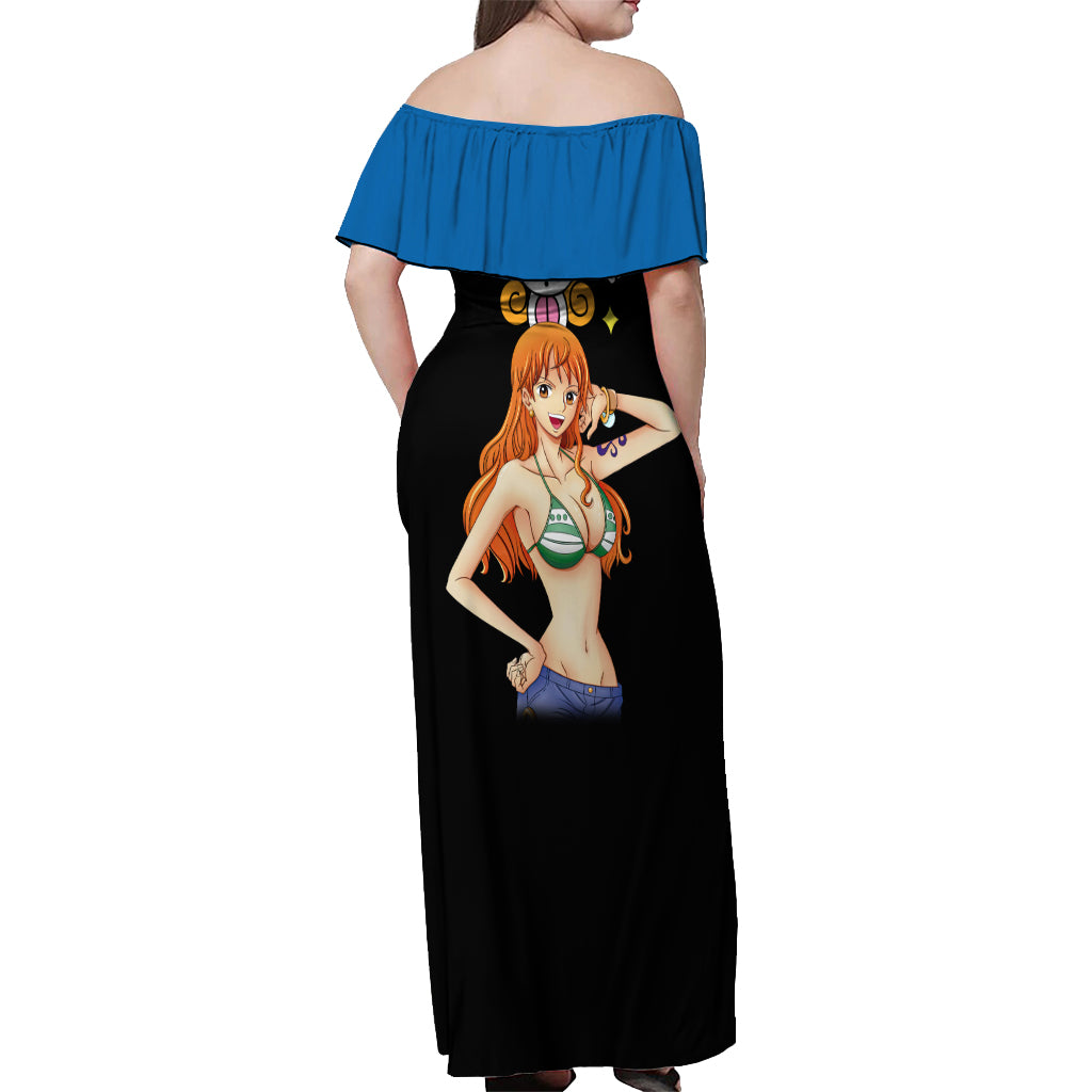 Nami - Cat Burglar Anime Off Shoulder Maxi Dress