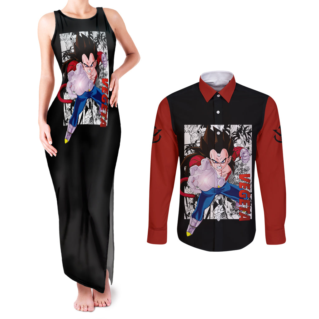 Vegeta Super Saiyan 4  Anime - Manga Couples Matching Tank Maxi Dress and Long Sleeve Button Shirt