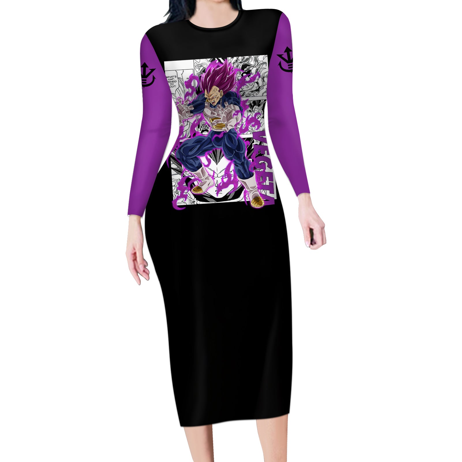 Vegeta Ultra Ego - Anime Manga Long Sleeve Bodycon Dress