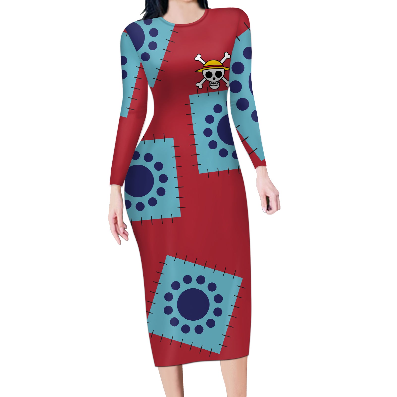 Luffy Wano Arc Long Sleeve Bodycon Dress
