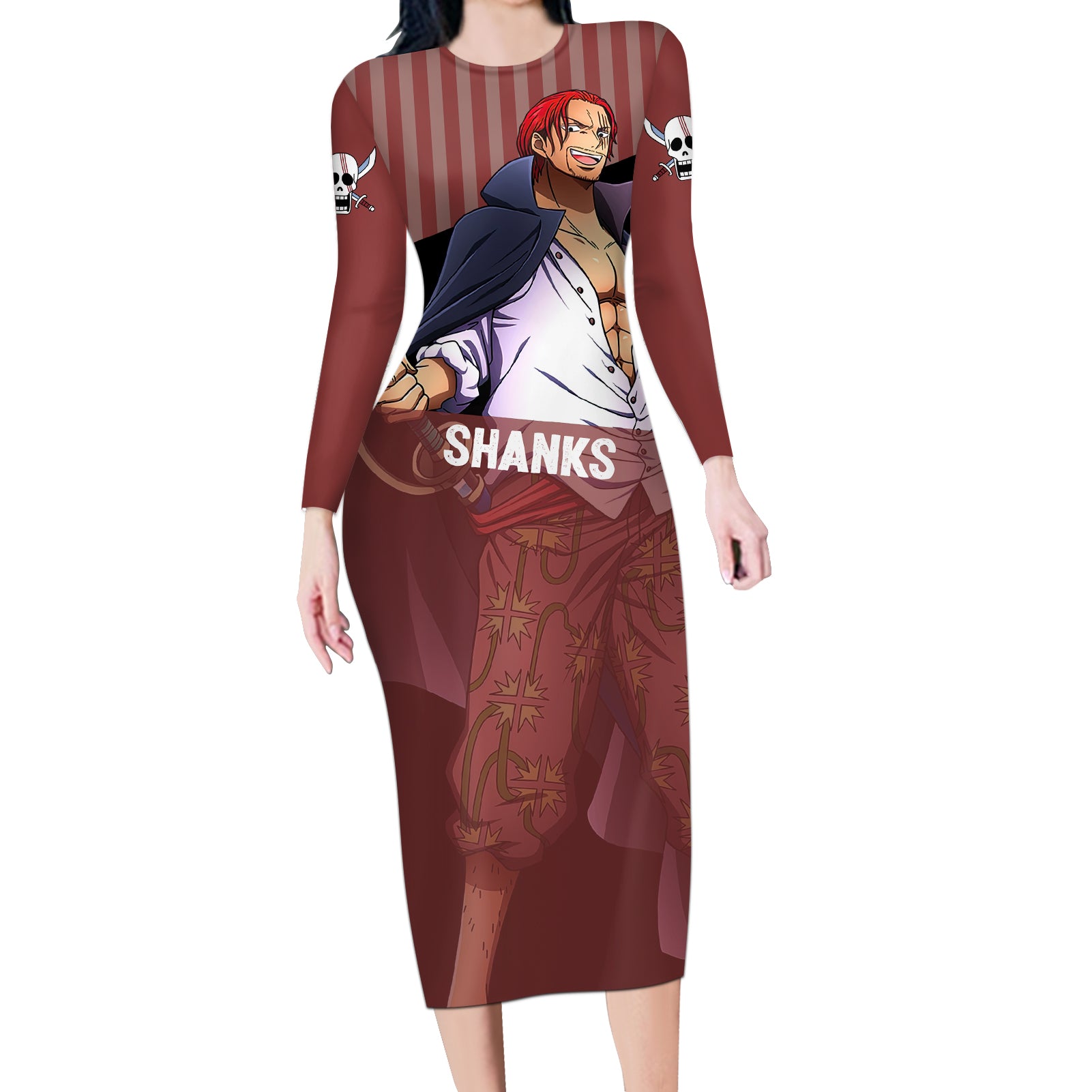 Shanks Red-Haired - Yonko One Piece Long Sleeve Bodycon Dress
