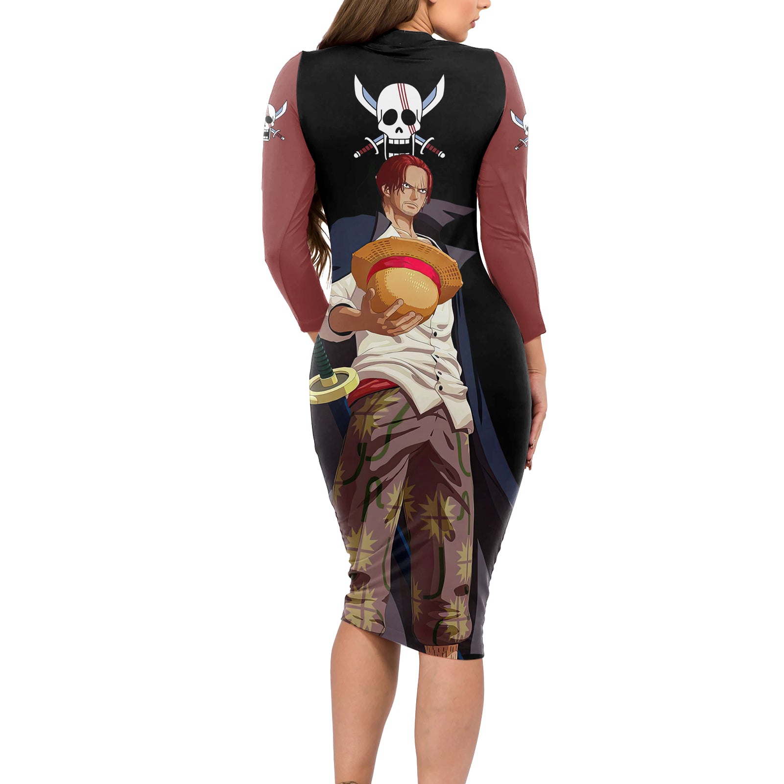Shanks Red-Haired - Yonko One Piece Long Sleeve Bodycon Dress