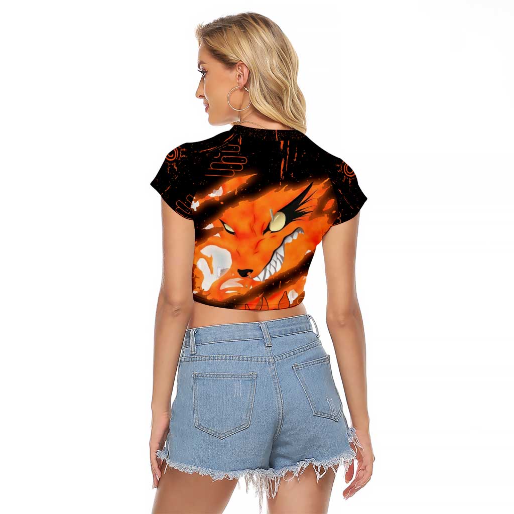 Nine Tailed Beasts Kurama - Naruto Raglan Cropped T Shirt Anime Style
