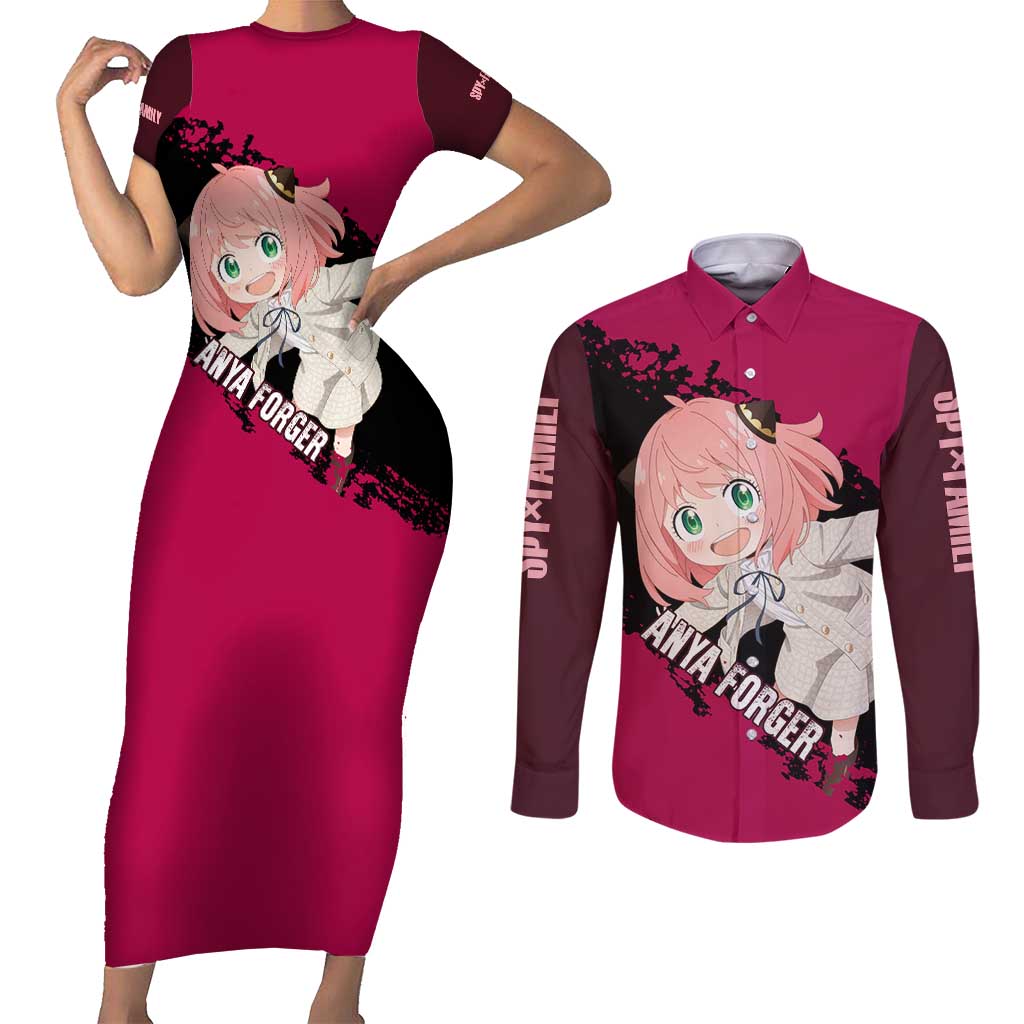 Anya - Spy X Family Couples Matching Short Sleeve Bodycon Dress and Long Sleeve Button Shirt Anime Style