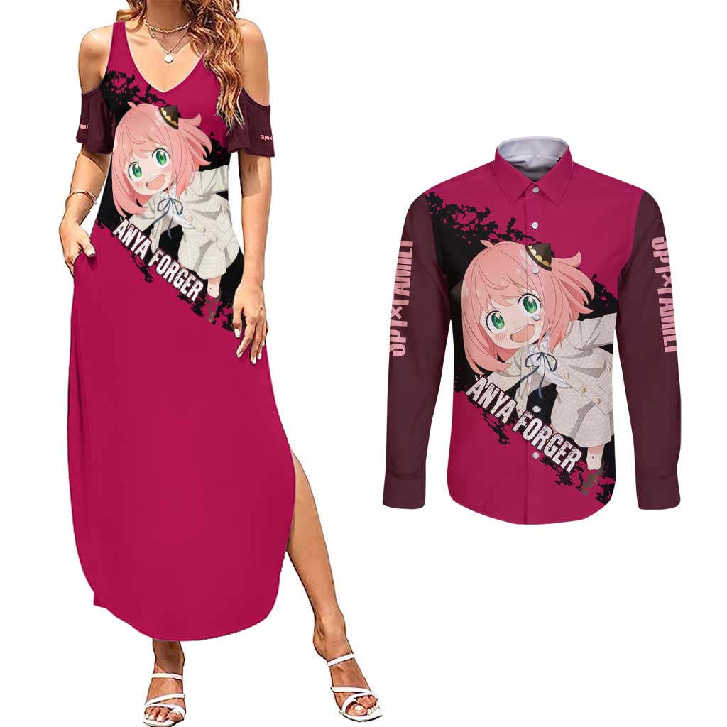 Anya - Spy X Family Couples Matching Summer Maxi Dress and Long Sleeve Button Shirt Anime Style