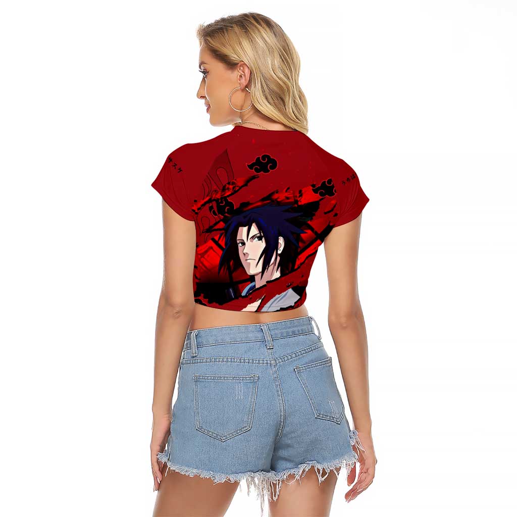 Uchiha Sasuke - Naruto Raglan Cropped T Shirt Anime Style