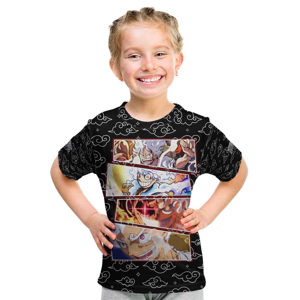 Luffy Gear 5th Nika White Hair - One Piece Kid T Shirt Anime Style