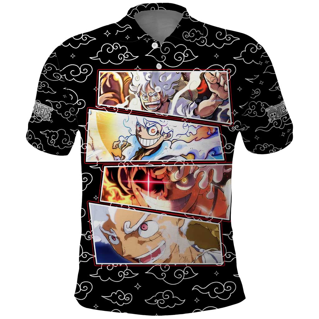 Luffy Gear 5th Nika White Hair - One Piece Polo Shirt Anime Style