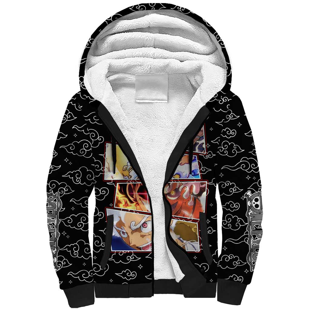 Luffy Gear 5th Nika White Hair - One Piece Sherpa Hoodie Anime Style