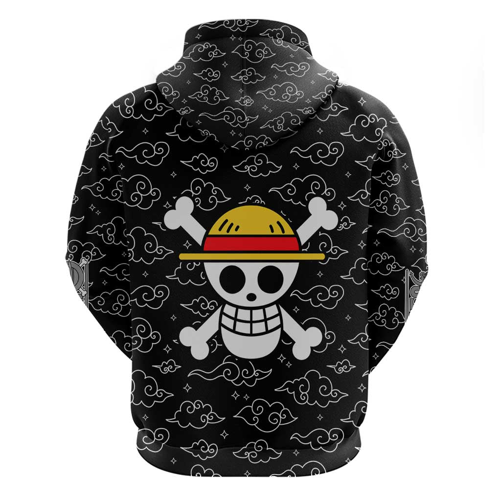 Luffy Gear 5th Nika White Hair - One Piece Zip Hoodie Anime Style