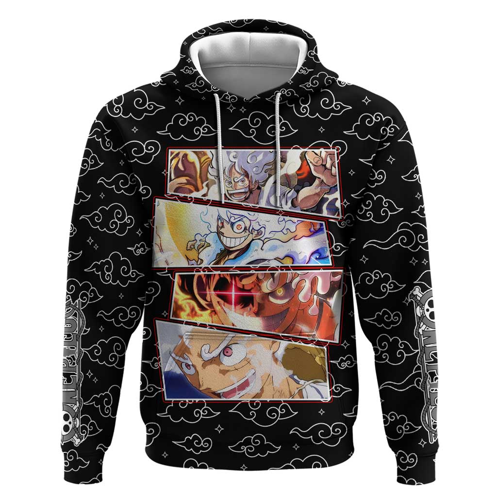 Luffy Gear 5th Nika White Hair - One Piece Zip Hoodie Anime Style