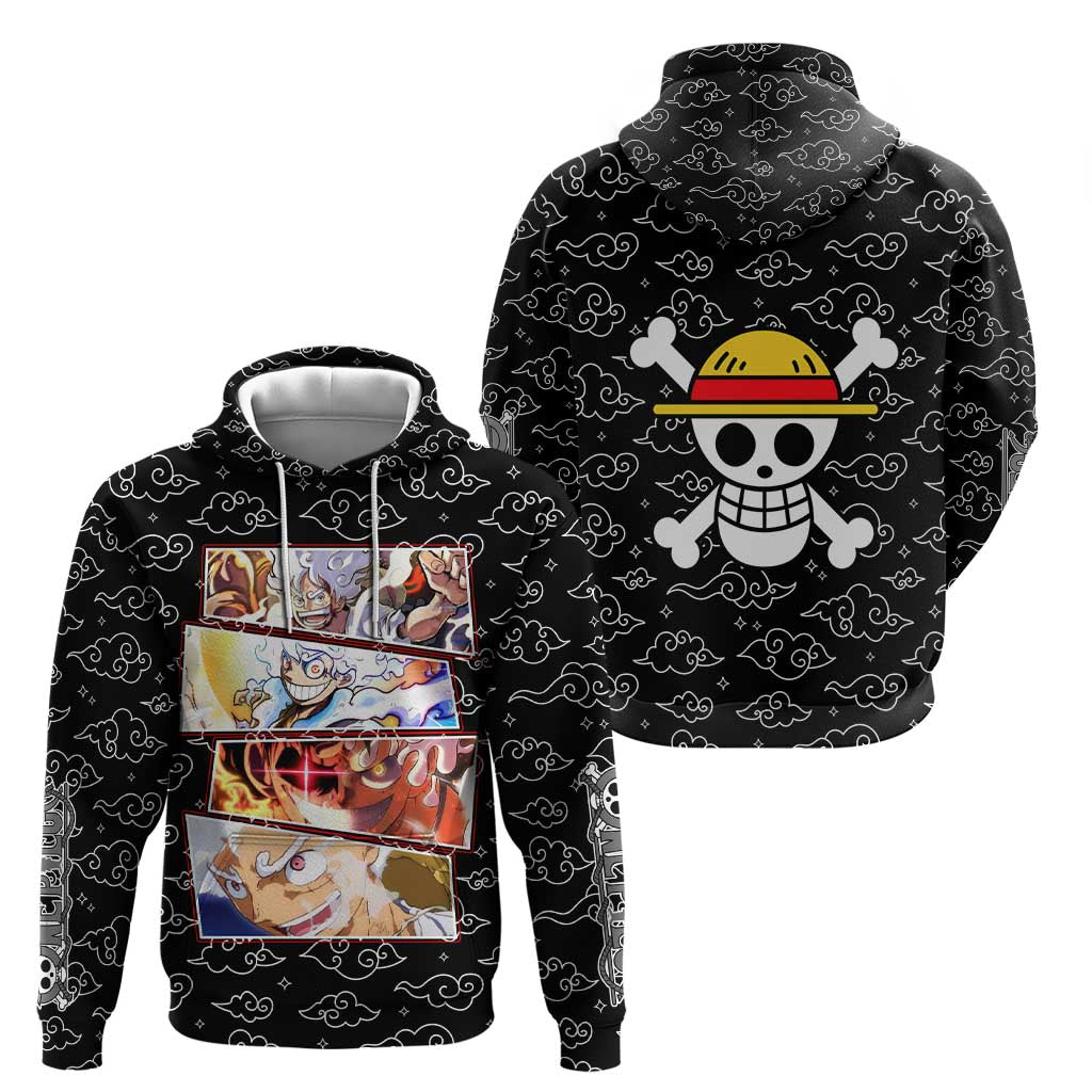 Luffy Gear 5th Nika White Hair - One Piece Zip Hoodie Anime Style
