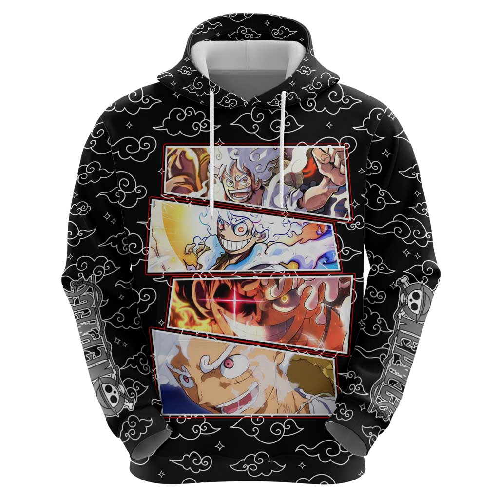 Luffy Gear 5th Nika White Hair - One Piece Zip Hoodie Anime Style