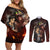 Eren Yeager - AOT Final Season Anime Couples Matching Off Shoulder Short Dress and Long Sleeve Button Shirt Attack On Titan