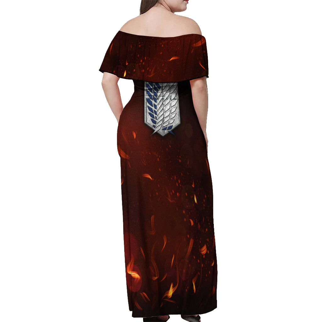 Eren Yeager - AOT Final Season Anime Off Shoulder Maxi Dress Attack On Titan