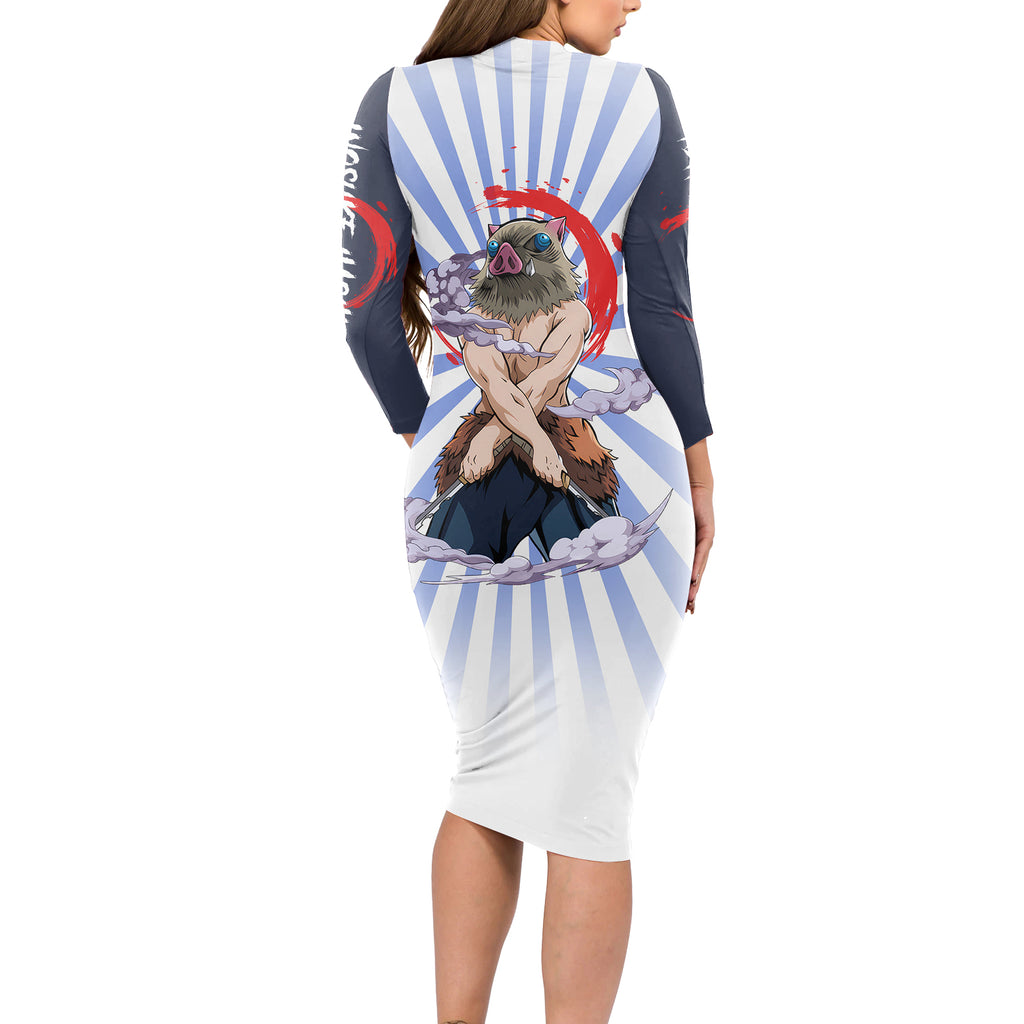 Inosuke Hashibira Long Sleeve Bodycon Dress Demon Slayer