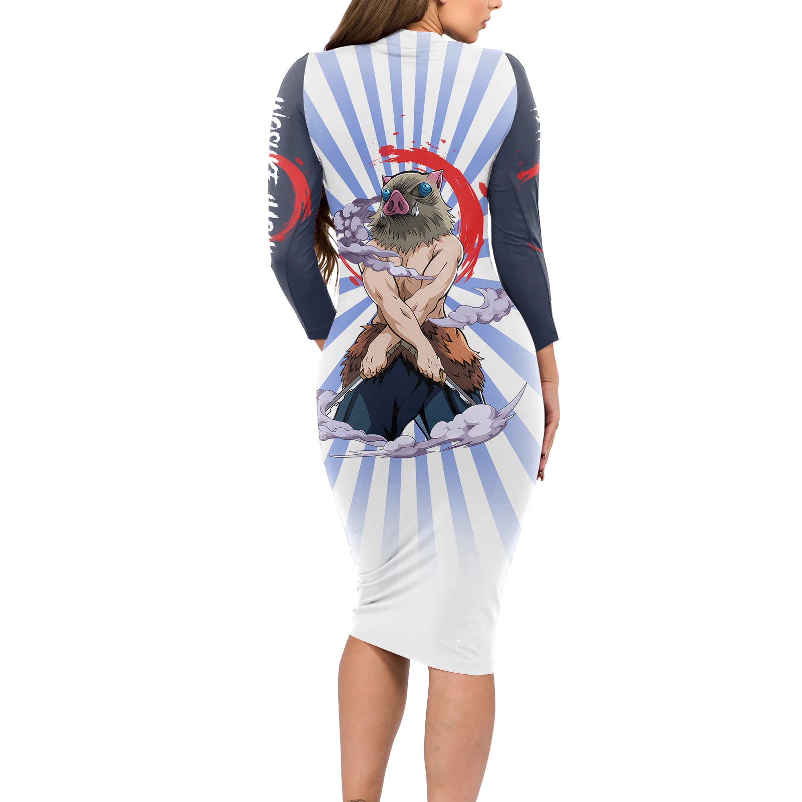 Inosuke Hashibira Long Sleeve Bodycon Dress Demon Slayer