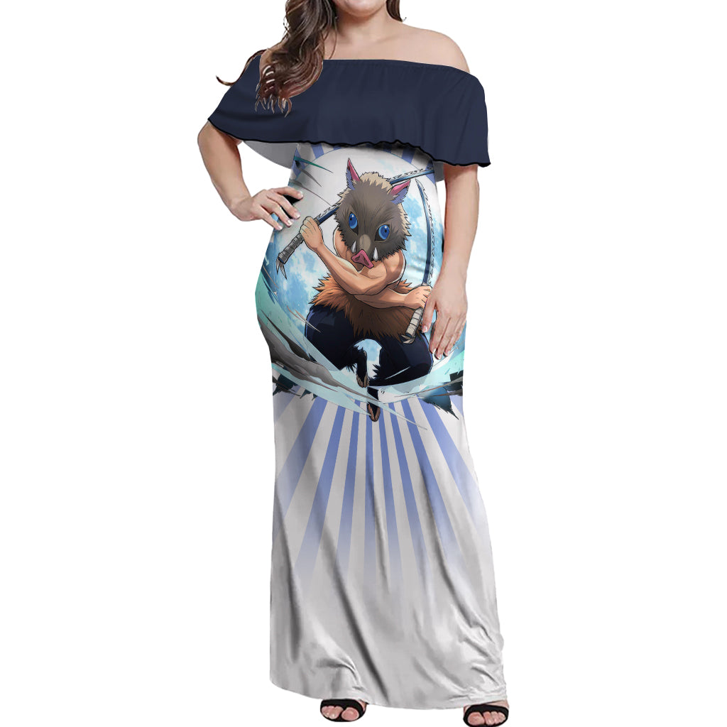 Inosuke Hashibira Off Shoulder Maxi Dress Demon Slayer