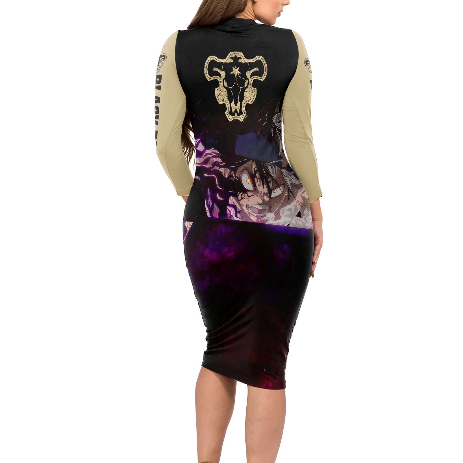 Black Bull Devil Asta - Anime Long Sleeve Bodycon Dress Black Clover Anime