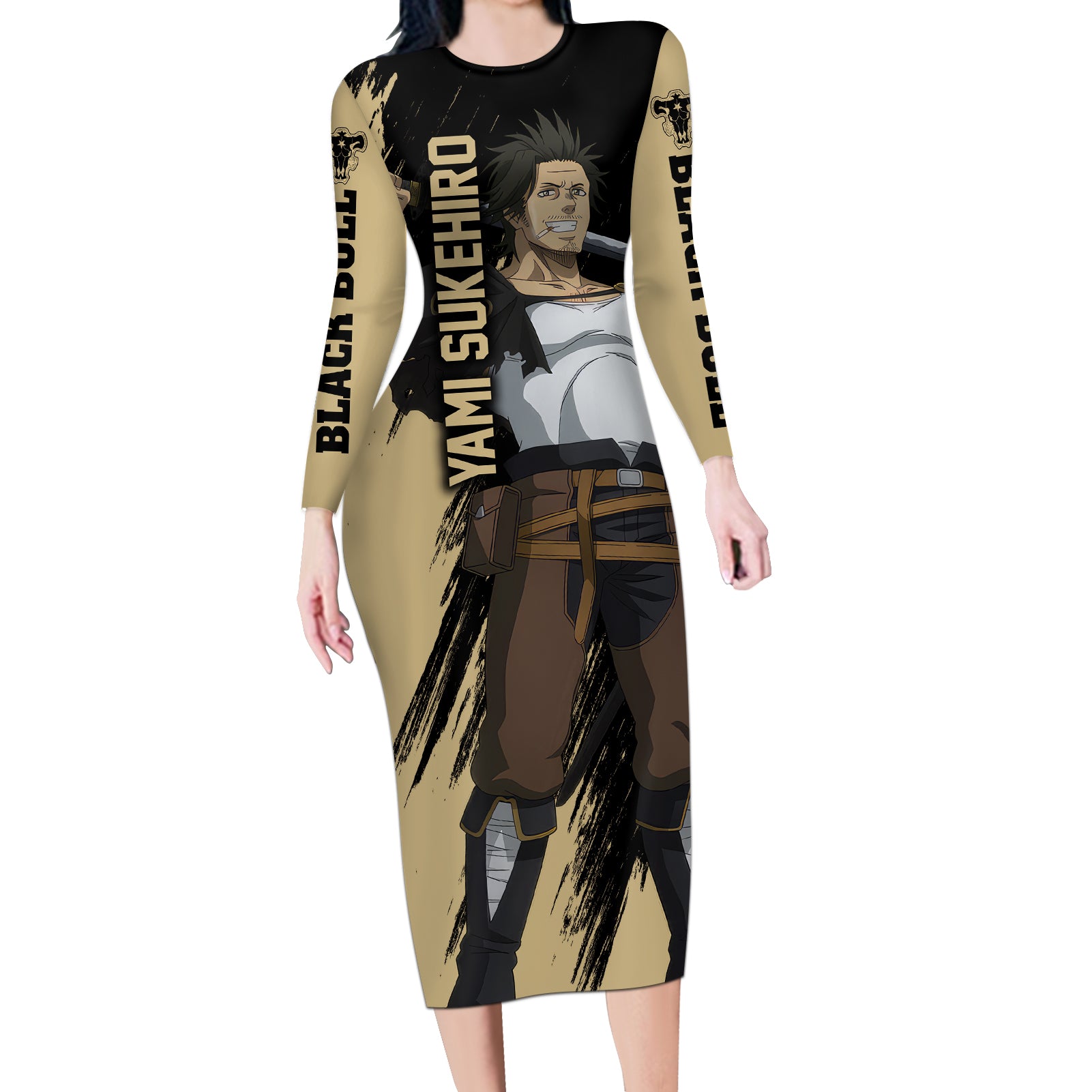 Black Bull Yami Sukehiro Long Sleeve Bodycon Dress Black Clover Anime