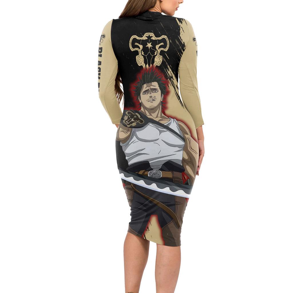 Black Bull Yami Sukehiro Long Sleeve Bodycon Dress Black Clover Anime