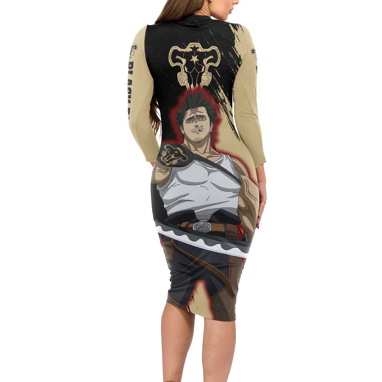 Black Bull Yami Sukehiro Long Sleeve Bodycon Dress Black Clover Anime