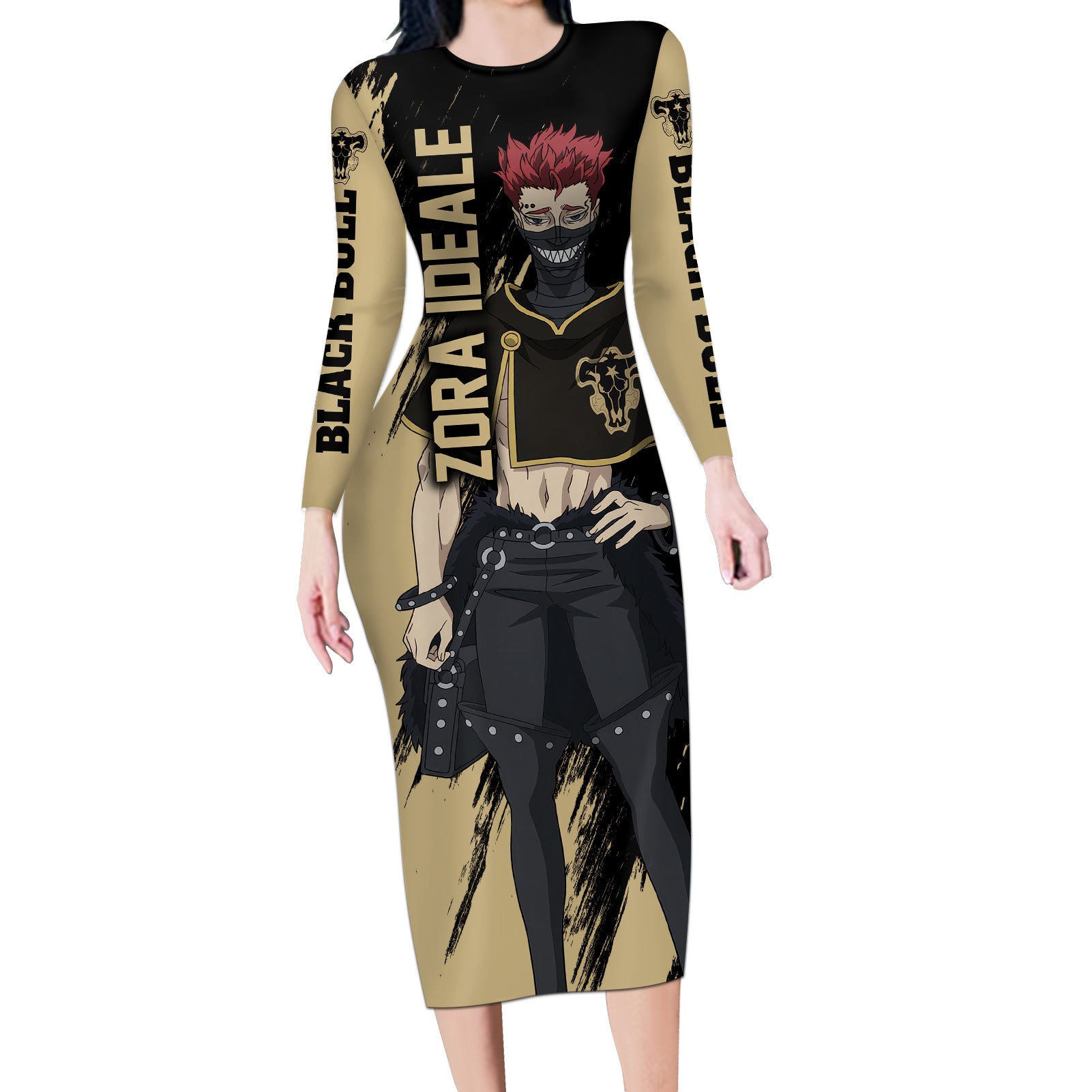 Black Bull Zora Ideale Long Sleeve Bodycon Dress Black Clover Anime