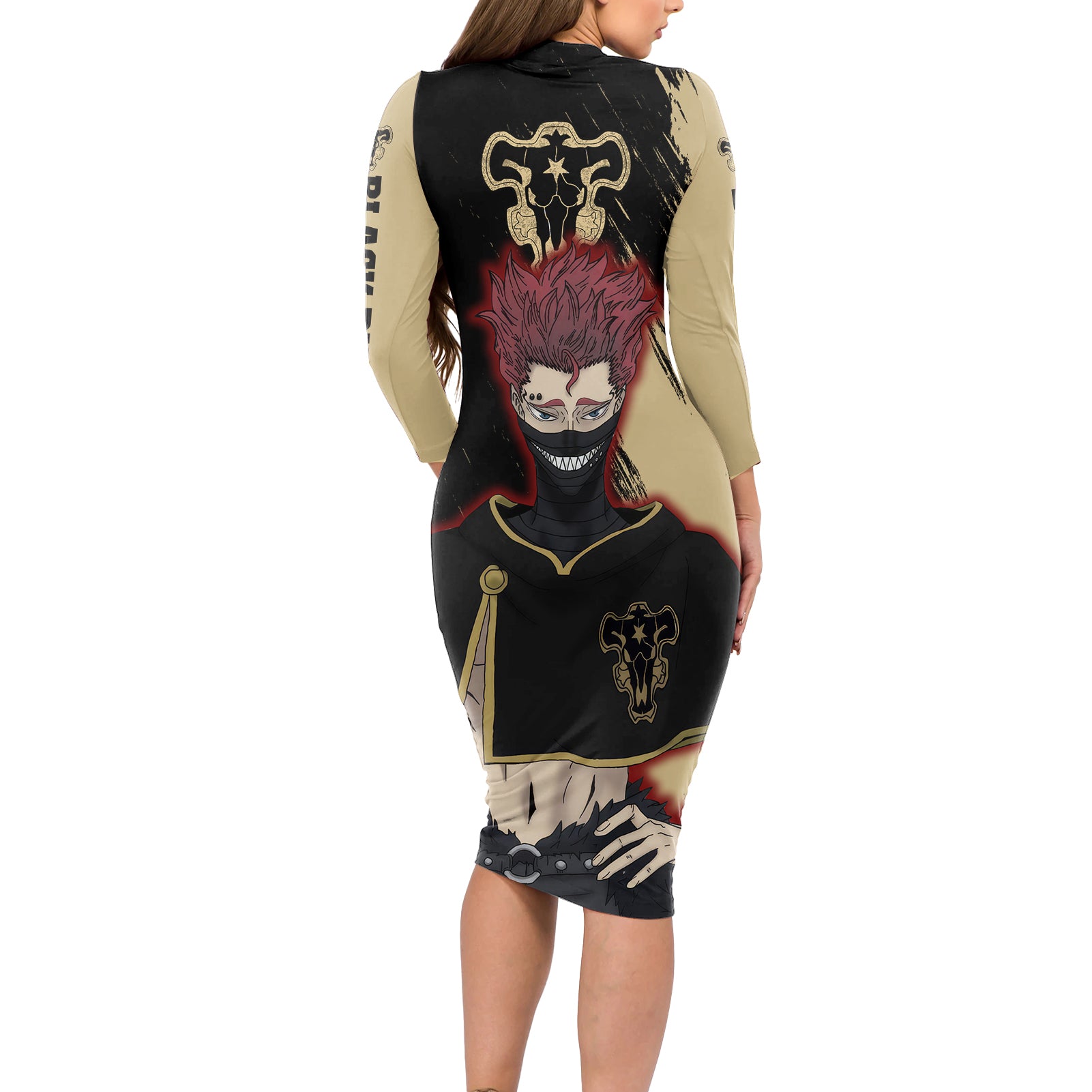 Black Bull Zora Ideale Long Sleeve Bodycon Dress Black Clover Anime