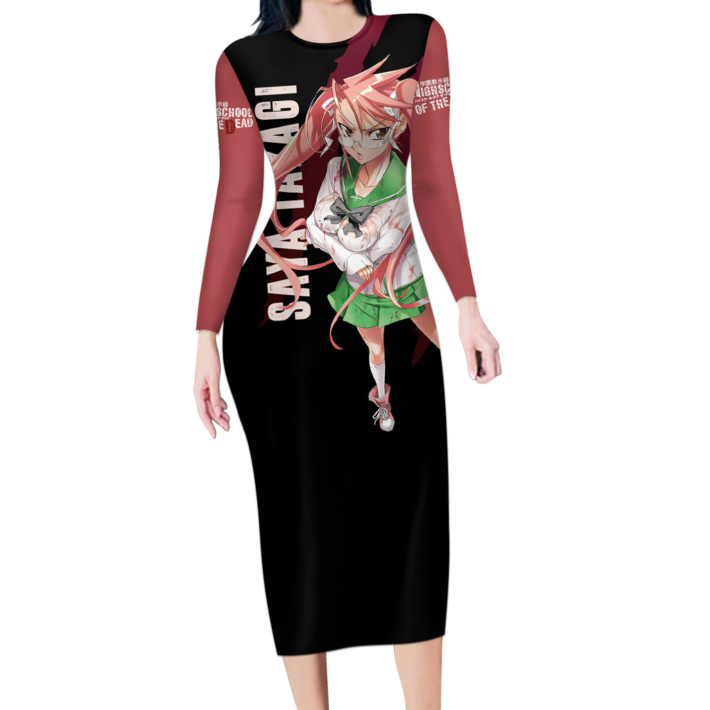 Saya Takagi Long Sleeve Bodycon Dress Highschool Of Dead