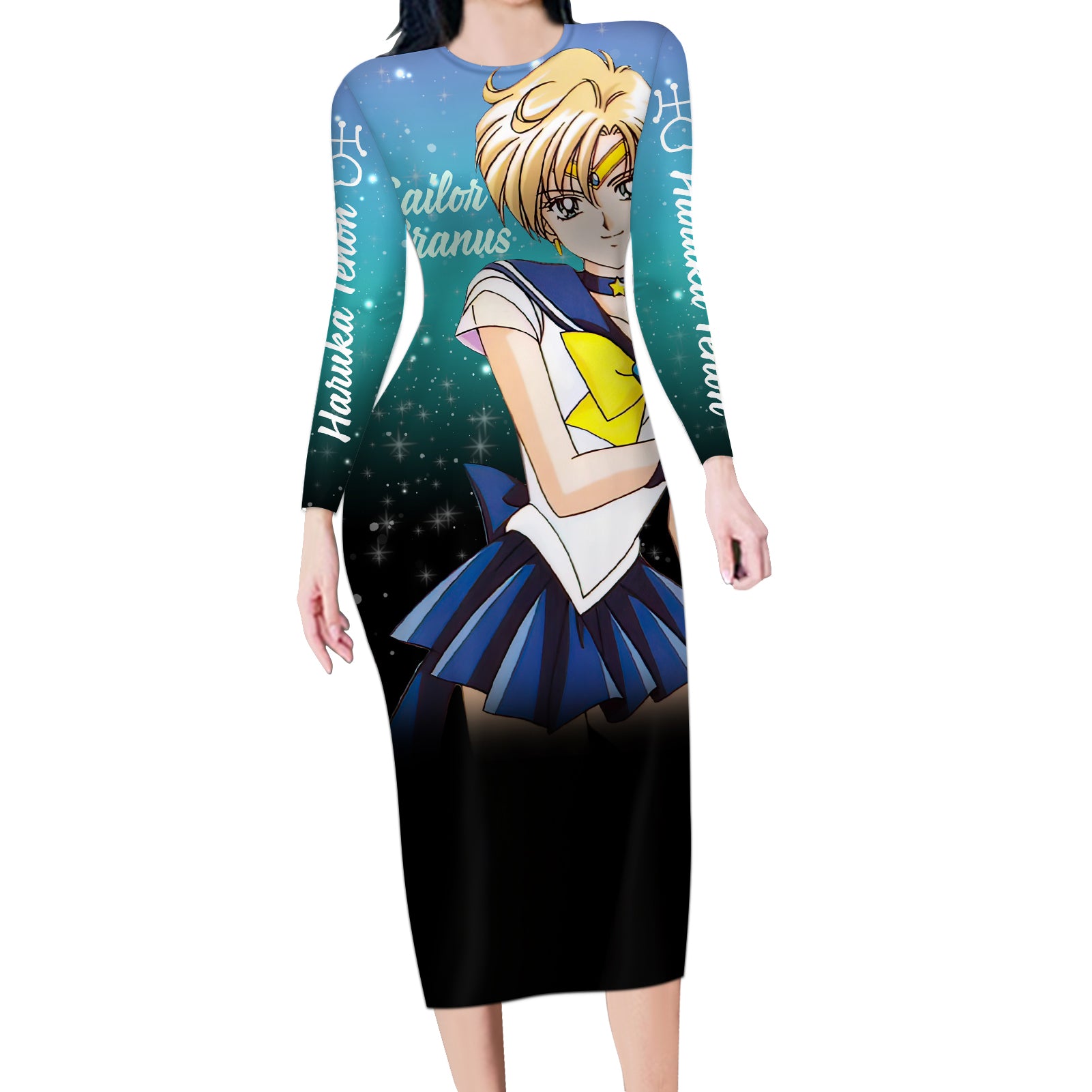 Haruka Tenoh Long Sleeve Bodycon Dress Sailor Uranus Sailor Moon Anime