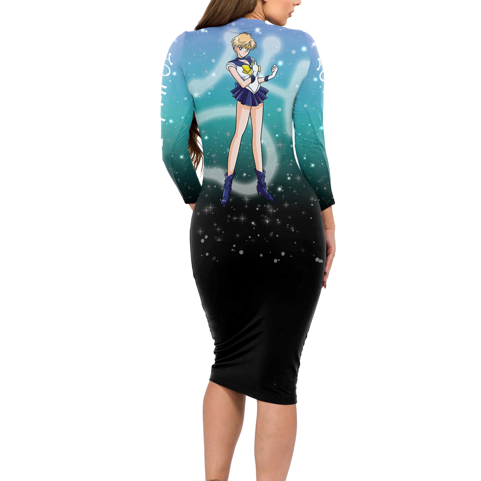 Haruka Tenoh Long Sleeve Bodycon Dress Sailor Uranus Sailor Moon Anime