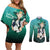 Michiru Kaioh Couples Matching Off Shoulder Short Dress and Long Sleeve Button Shirt Sailor Neptune Sailor Moon Anime