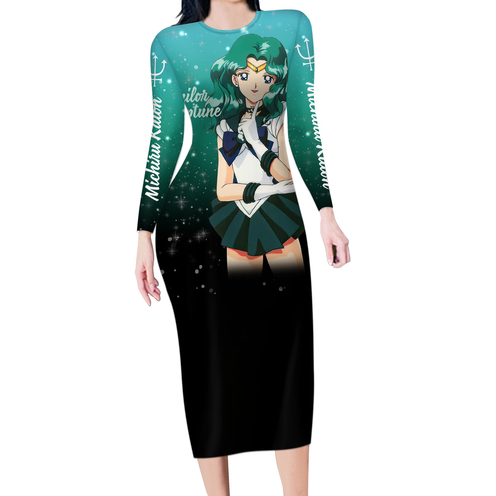 Michiru Kaioh Long Sleeve Bodycon Dress Sailor Neptune Sailor Moon Anime