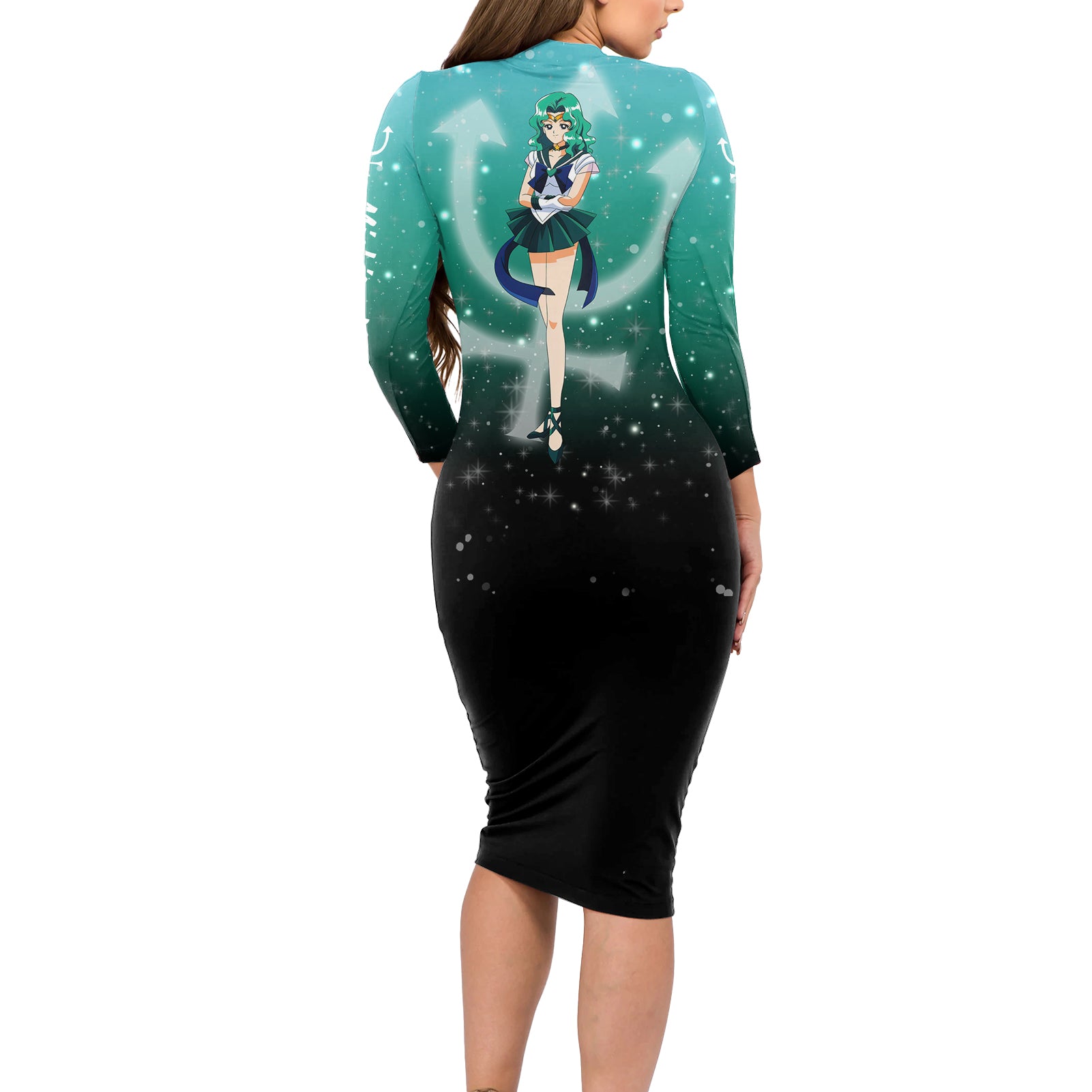 Michiru Kaioh Long Sleeve Bodycon Dress Sailor Neptune Sailor Moon Anime