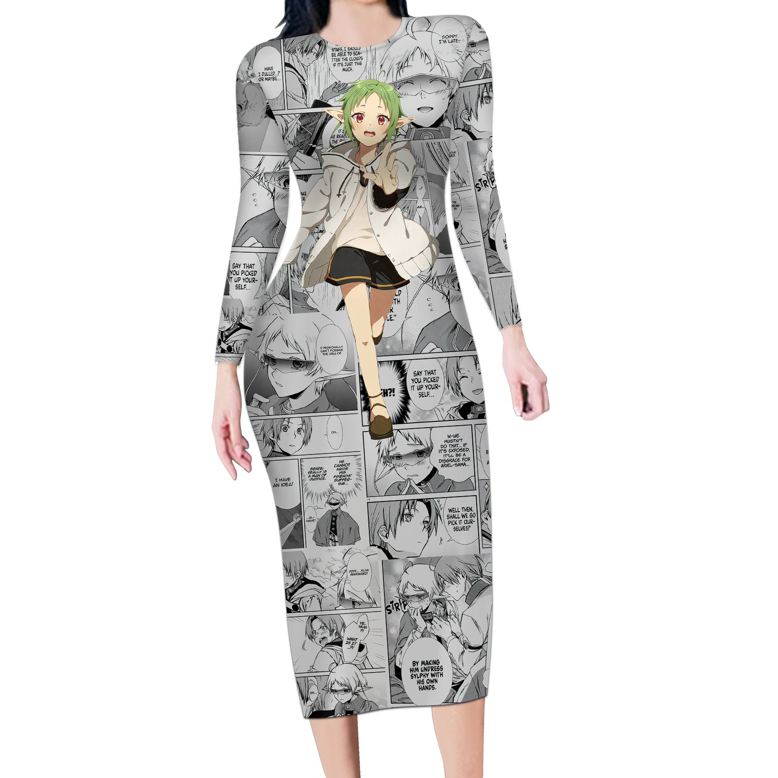 Sylphiette Mushoku Tensei Long Sleeve Bodycon Dress Manga Mix Anime