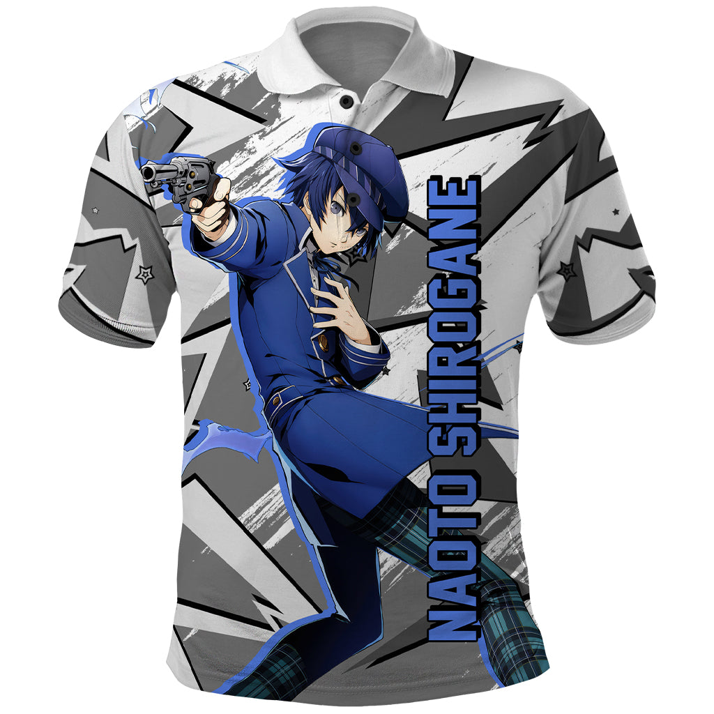 Naoto Shirogane Persona Polo Shirt Anime Mix Polygon Cyber Style