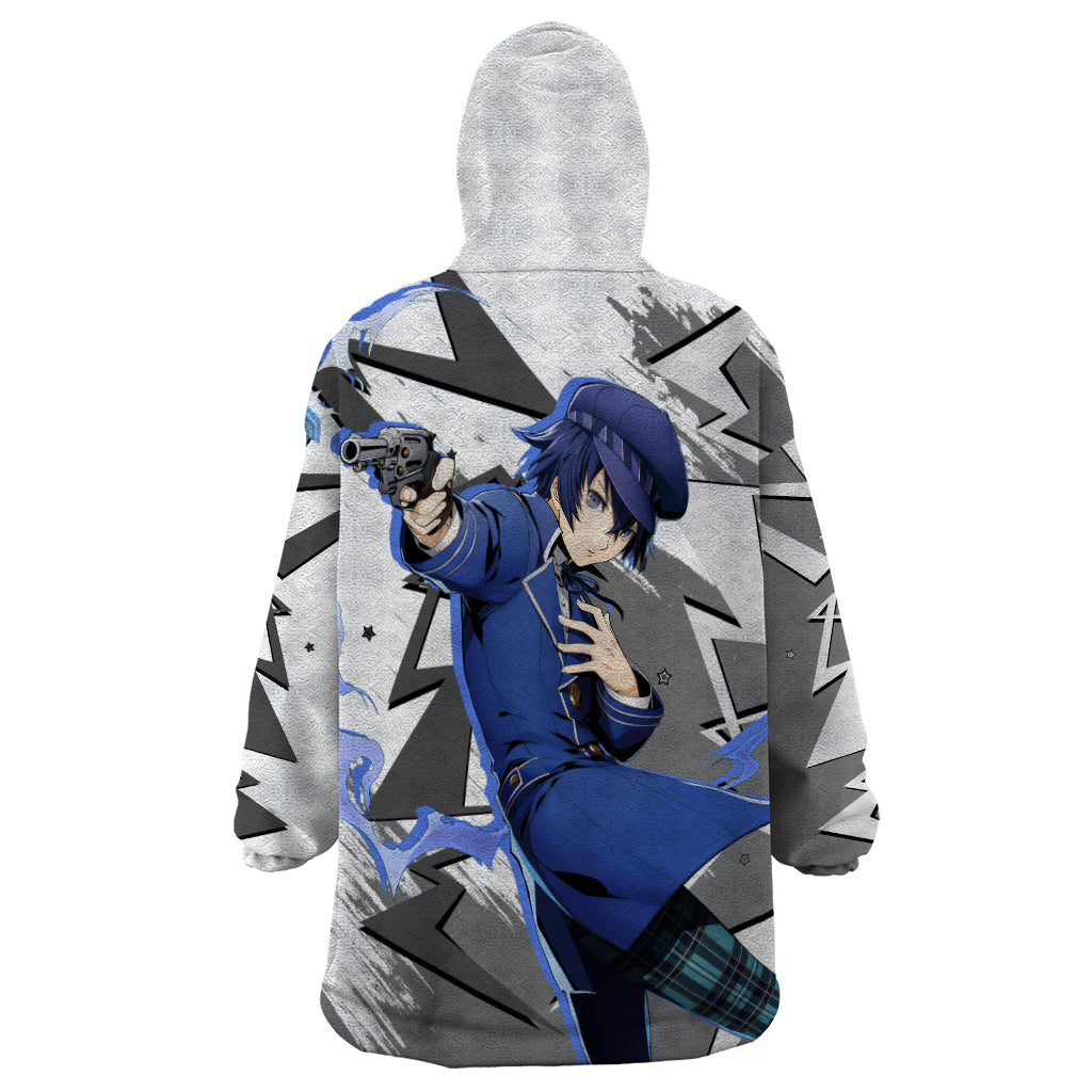 Naoto Shirogane Persona Wearable Blanket Hoodie Anime Mix Polygon Cyber Style