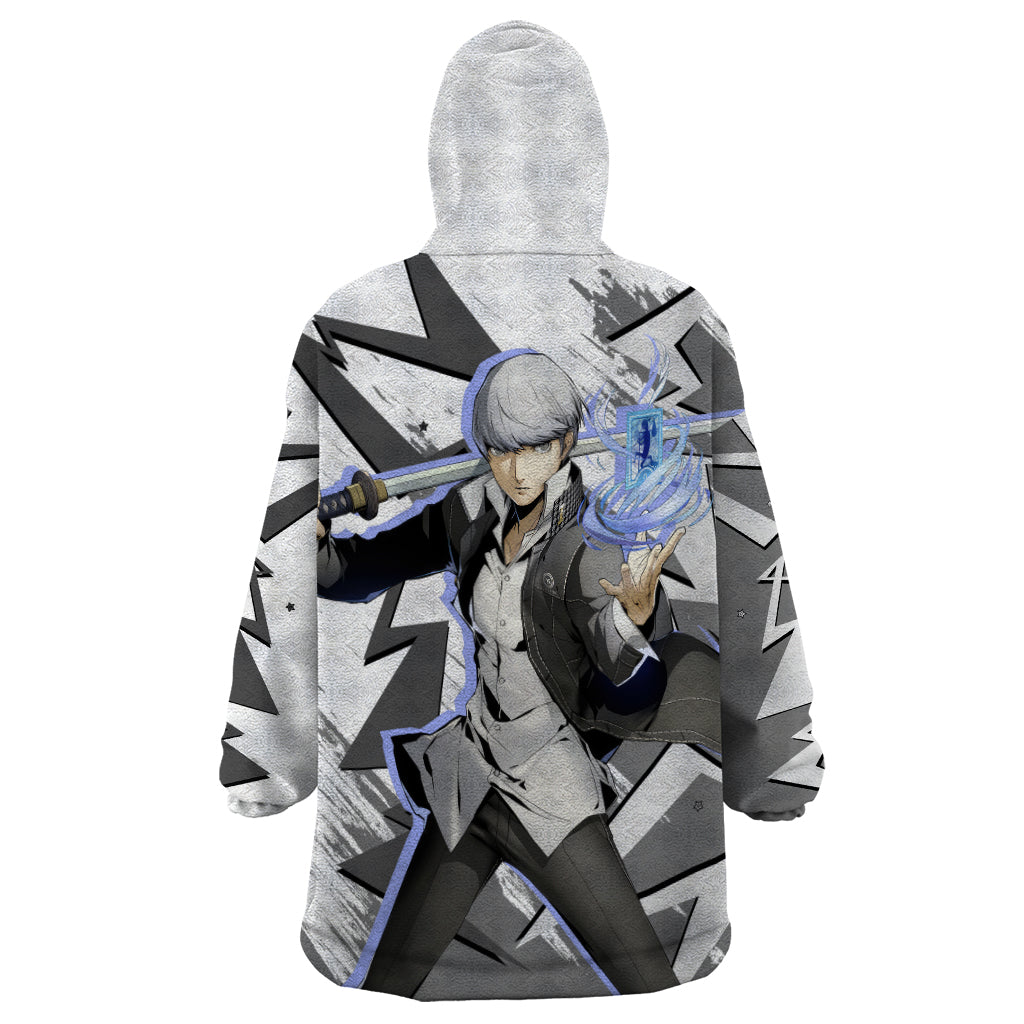 Yu Narukami Persona Wearable Blanket Hoodie Anime Mix Polygon Cyber Style