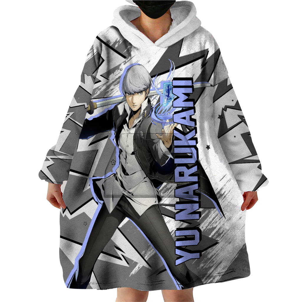 Yu Narukami Persona Wearable Blanket Hoodie Anime Mix Polygon Cyber Style