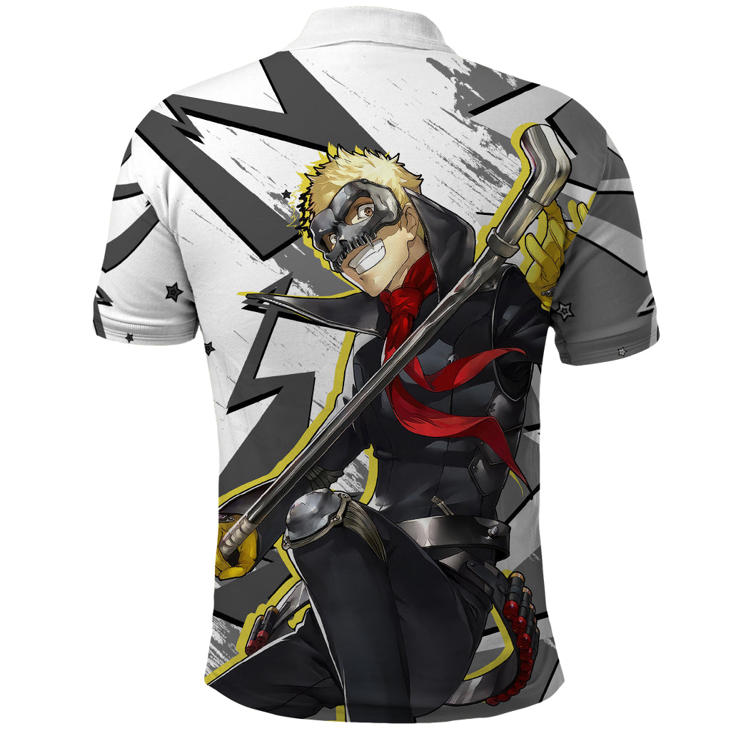 Ryuji Sakamoto Persona Polo Shirt Anime Mix Polygon Cyber Style