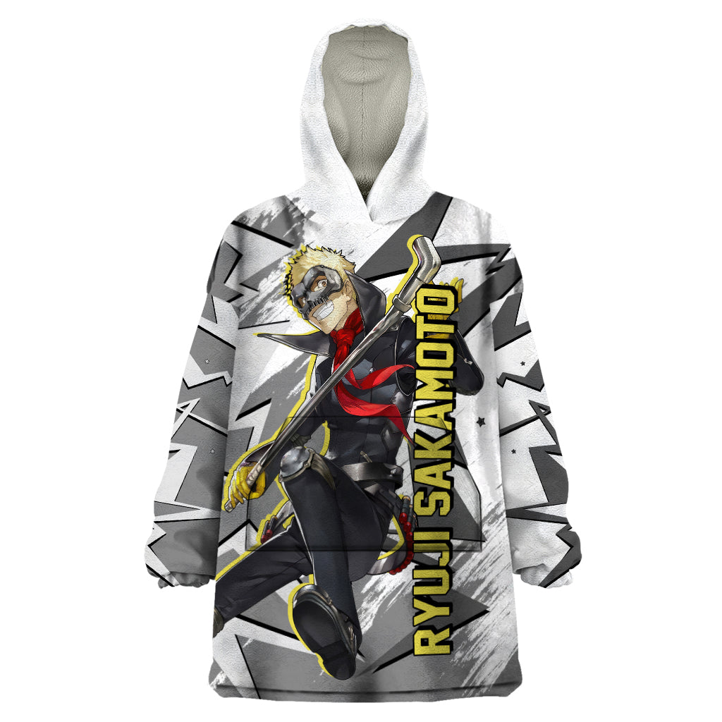 Ryuji Sakamoto Persona Wearable Blanket Hoodie Anime Mix Polygon Cyber Style