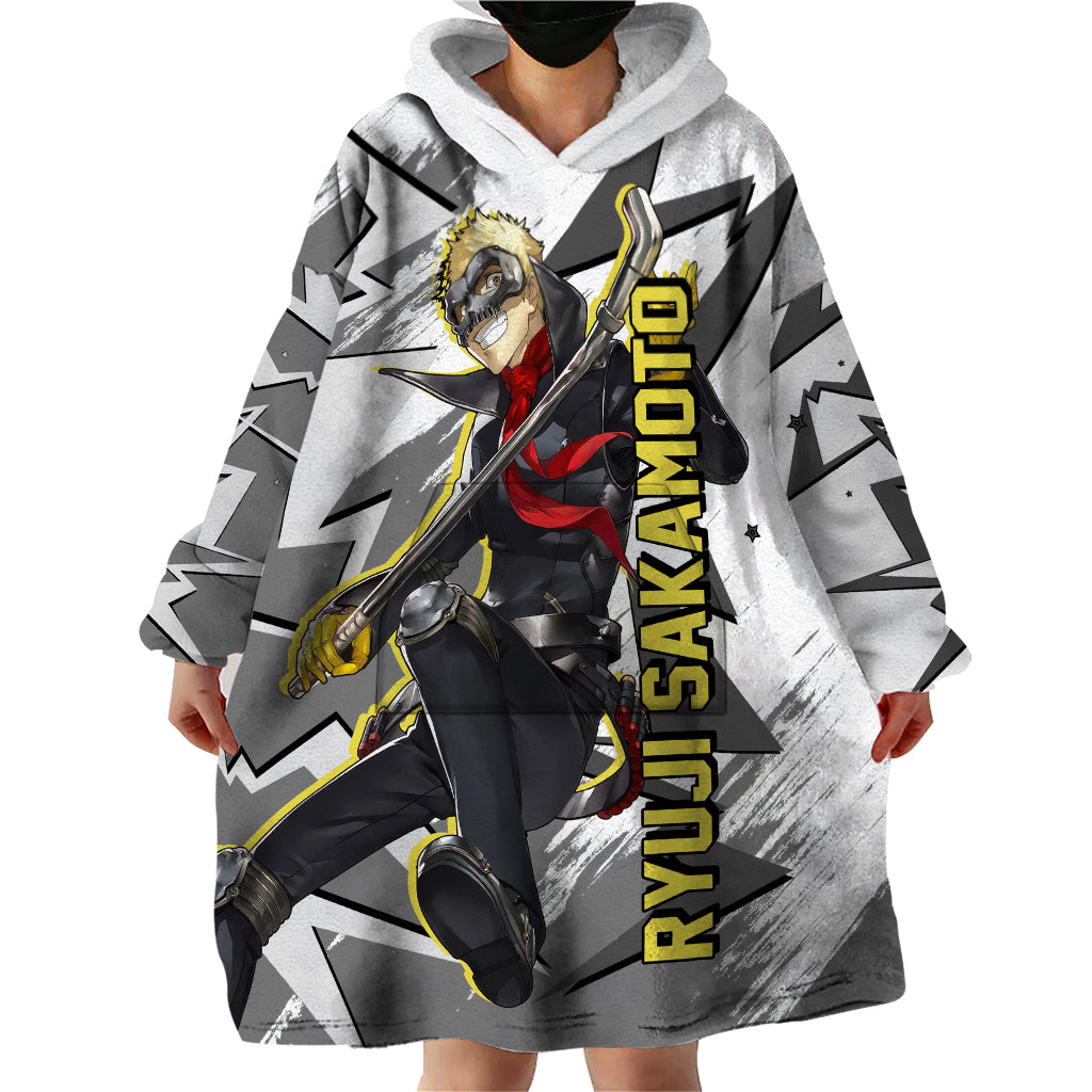 Ryuji Sakamoto Persona Wearable Blanket Hoodie Anime Mix Polygon Cyber Style