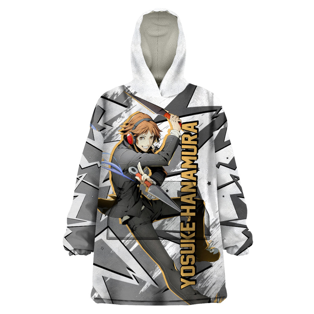Yosuke Hanamura Persona Wearable Blanket Hoodie Anime Mix Polygon Cyber Style