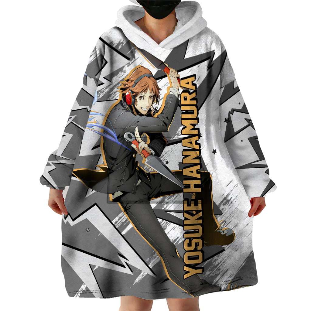 Yosuke Hanamura Persona Wearable Blanket Hoodie Anime Mix Polygon Cyber Style