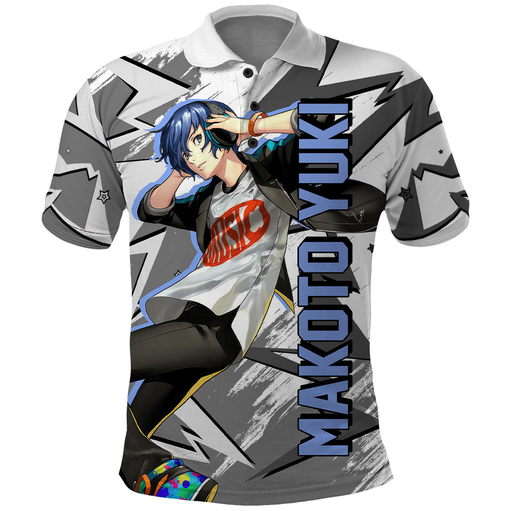 Makoto Yuki Polo Shirt Anime Mix Polygon Cyber Style