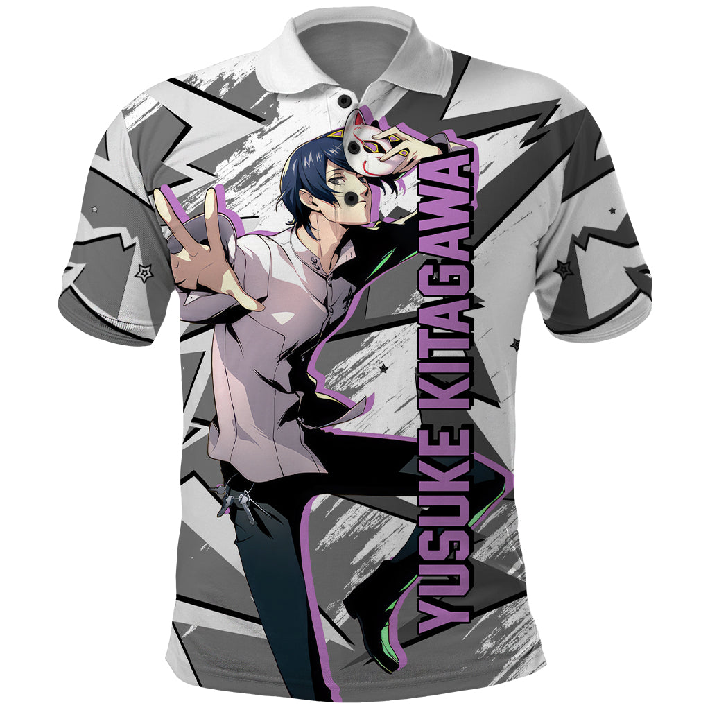 Yusuke Kitagawa Persona Polo Shirt Anime Mix Polygon Cyber Style