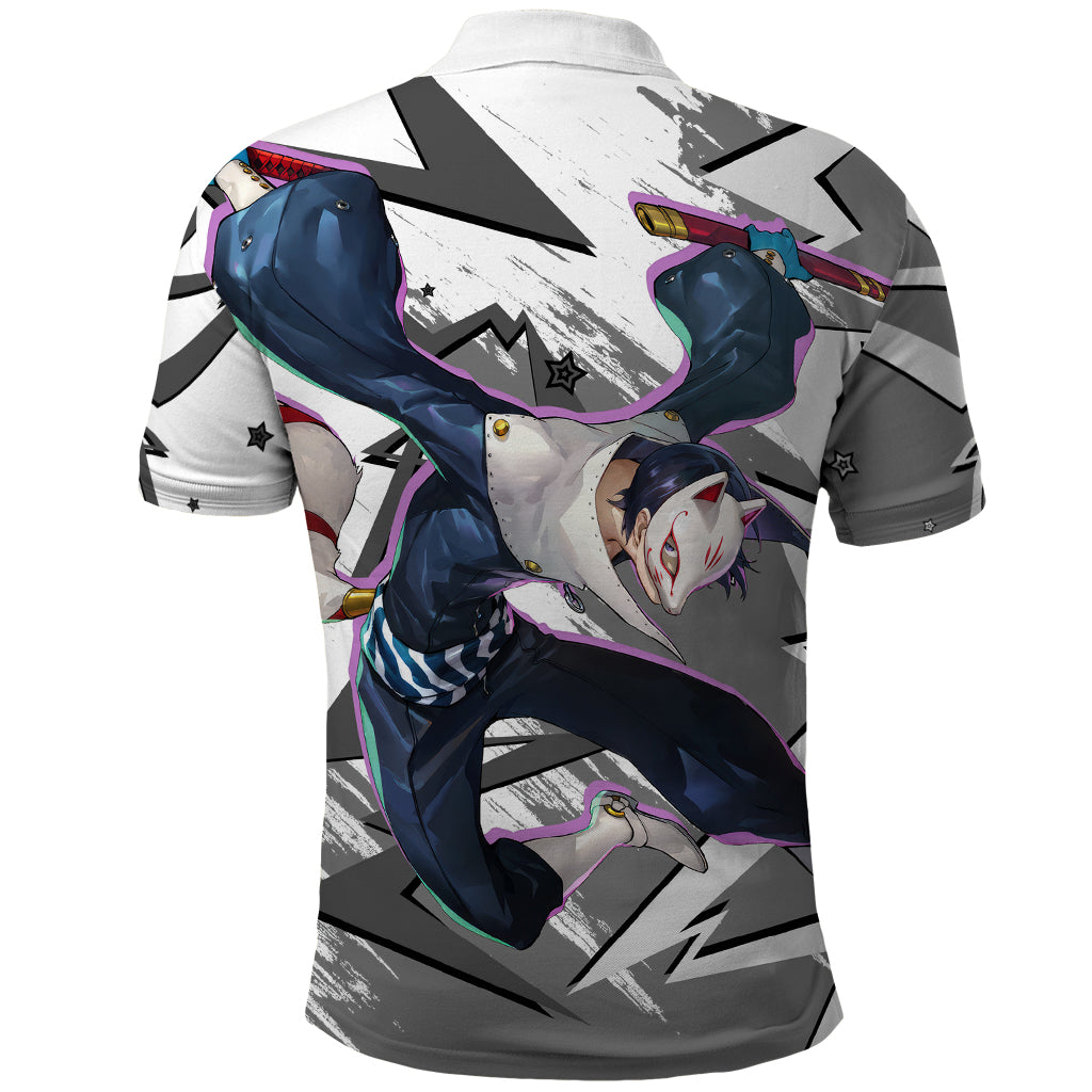 Yusuke Kitagawa Persona Polo Shirt Anime Mix Polygon Cyber Style