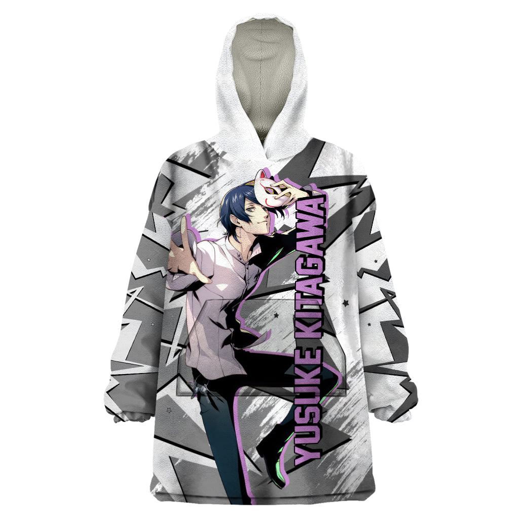 Yusuke Kitagawa Persona Wearable Blanket Hoodie Anime Mix Polygon Cyber Style